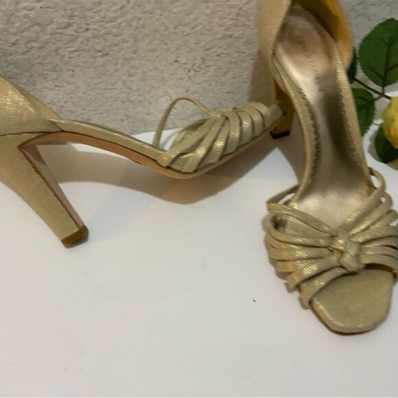 Giorgio Armani heels metallic gold strappy knot 37.5 B Italy - Picture 6 of 12